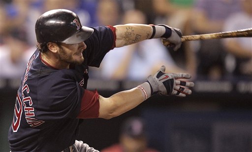 Boston's Jarrod Saltalamacchia hits a three-run home run during the fifth inning of the Red Sox' 7-1 win over the Kansas City Royals on Friday in Kansas City, Mo.