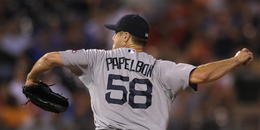 Boston Red Sox relief pitcher Jonathan Papelbon (58) earned the save as the Sox beat the Kansas City Royals on Thursday in Kansas City, Mo.