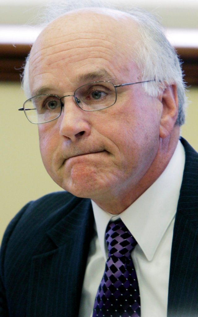 NEW MAPS: Michael Friedman, of Bangor, chairman of the Reapportionment Committee, responds to questions during a meeting at the State House in Augusta on Monday. The commission met with the responsibility for redrawing the boundaries of Maine's two congressional districts.