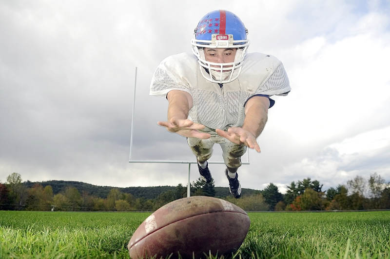FUMBLE MASTER: Oak Hill High School’s Donnie Vannah made several fumble recoveries in a recent football game against Dirigo High School.