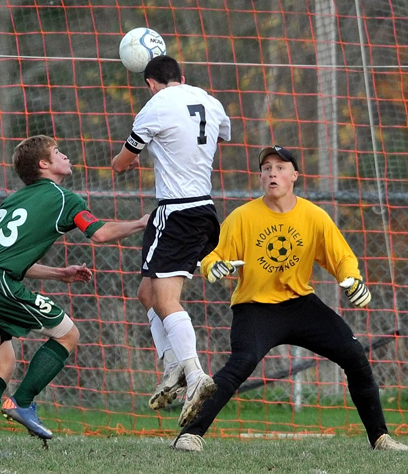 Staff photo by Michael G. Seamans Mt. View High played Winslow High School in an Eastern B quarterfinal game at Kennebec Savings Bank Field in Winslow. Mt. View won 3-0.