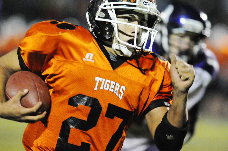 Gardiner's Alonzo Connor sprints to the end zone on a 33 yard touchdown run during a game on Friday at Hoch Field in Gardiner.