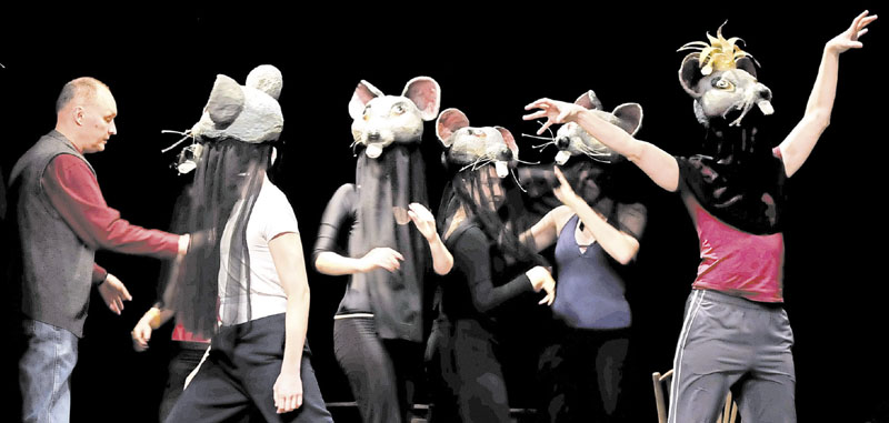 POLISHING THE PERFORMANCE: Bossov Ballet Theatre Director Andrei Bossov works with dancers dressed as mice for the upcoming performance of the annual Nutcracker that will begin this Friday at 7 p.m. at the Skowhegan Opera House. There will be shows on Saturday at 2 p.m. and 7 p.m. and one at 2 p.m. on Sunday. Tickets are $15 for adults and $10 for children under 12 and adults 62 and over. Tickets may be purchased at the Waterville Opera House box office or website www.operahouse.com.