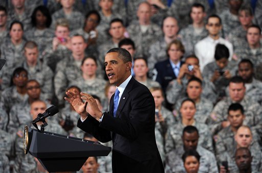President Barack Obama speaks at Buckley Air Force Base, Colo., Thursday, Jan. 26, 2012. (AP Photo/The Denver Post, Helen H. Richardson)