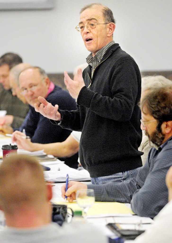 Ralph St. Pierre, Assistant City Manager/Director of Finance and Administration, speaks about revenue projections during the city council goal-setting session on Saturday at the Augusta Civic Center.