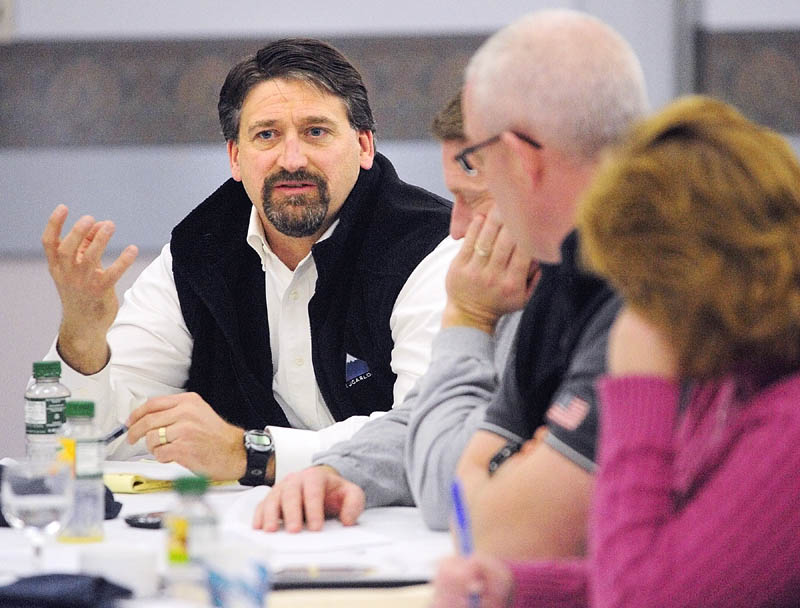 Michael A. Duguay, development director for the city, answers questions during the city council goal-setting session on Saturday at the Augusta Civic Center.