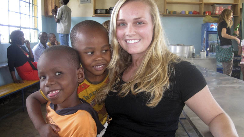 This is an undated handout photo of Devon Ayer, a former Monmouth Academy student who just returned from a month teaching Tanzania.