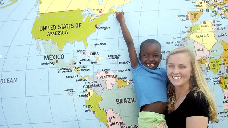 This is an undated handout photo of Devon Ayer, a former Monmouth Academy student who just returned from a month teaching Tanzania.