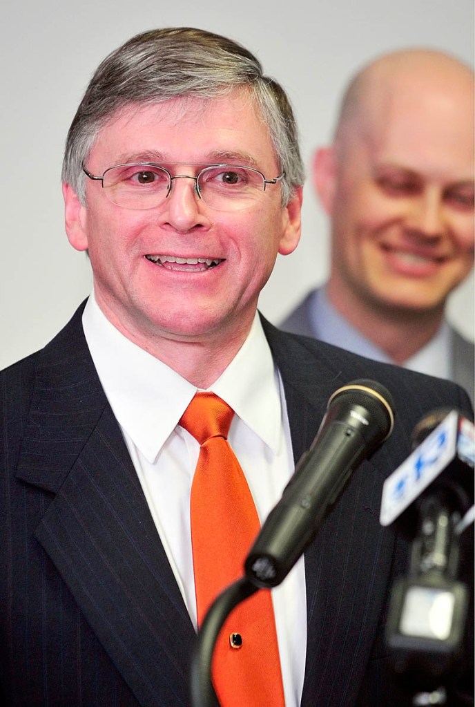 NEW GUY: Senator Elect Chris Johnson speaks on Wednesday in the State House’s Welcome Center in Augusta. Johnson won the special election for Senate District 20 that was held Tuesday to fill the seat formerly held by David Trahan.