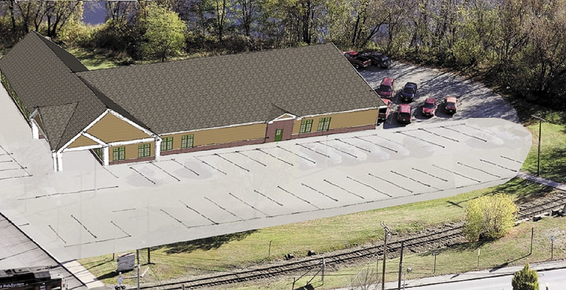 THE SITE: Port City Architecture’s concept for the new Waterville police station at Head of Falls.