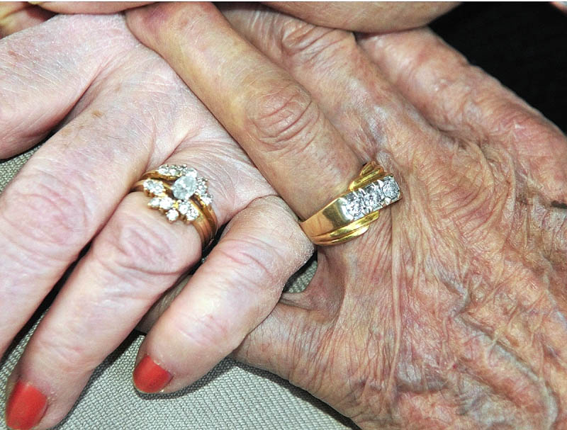 Evelyn White, left, and Don Lucero decided to get married on Valentine's Day after being together for 32 years. They started dating in 1980.