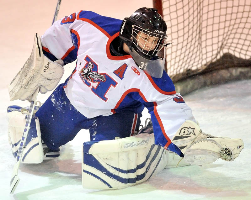 STELLAR WORK: Messaloskee High School goalie Nate DelGiudice set the single-season school record for goals against average (1.58) and save percentage (.934), while setting the school’s all-time record for shutouts with 15. He has helped the Eagles to a 16-3-0 record and a berth in the Eastern B regional semifinals.