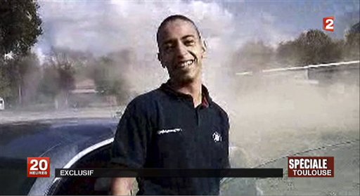 This undated and unlocated frame grab provided Wednesday by French TV station France 2 shows Mohammad Merah, the suspect in the killing of 3 paratroopers, 3 children and a rabbi in recent days in France.