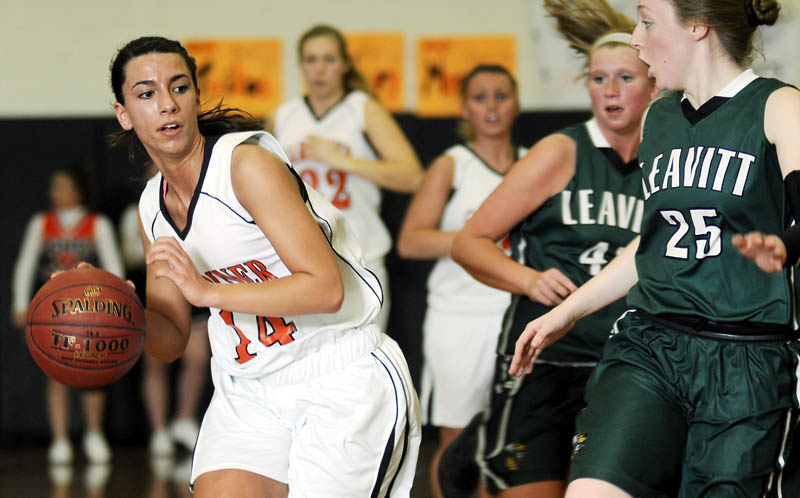 ESSENTIAL: Gardiner Area High School’s Jenna Moore, left, was picked to play in the Maine McDonald’s Senior All-Star Games on Saturday at Husson College in Bangor. Moore is the first Gardiner girls player to be selected since Becky Dixon in 2006.