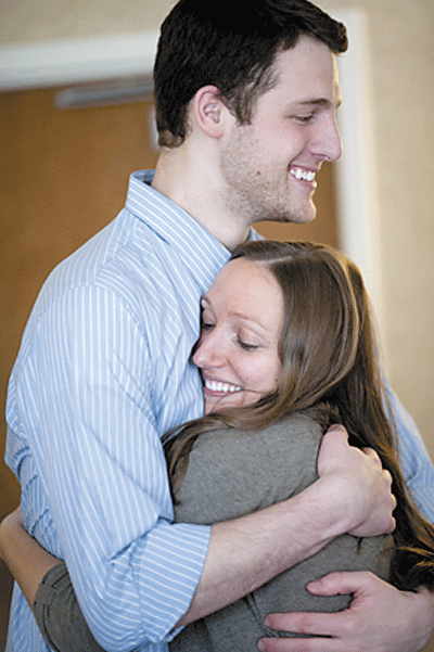 Wedding: Engaged couple Nick Planeta and Alyssa Kavanagh react to being told that they won the 2012 Real Maine Wedding of the Year Contest. Planeta and Kavanagh are Colby graduates.