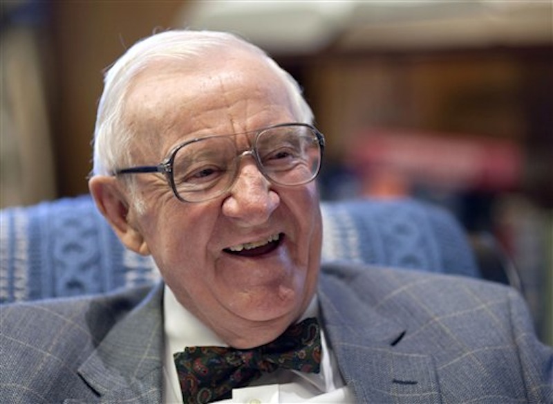 In this Sept. 28, 2011 file photo, retired Supreme Court Justice John Paul Stevens, 91, works in his office at the Supreme Court in Washington. President Barack Obama and first lady Michelle Obama will honor a diverse cross-section of political and cultural icons ó including former Secretary of State Madeleine Albright, astronaut John Glenn, basketball coach Pat Summitt and rock legend Bob Dylan ó with the Medal of Freedom at a White House ceremony Tuesday. The Medal of Freedom is the nation's highest civilian honor. It's presented to individuals who have made especially meritorious contributions to the national interests of the United States, to world peace or to other significant endeavors. (AP Photo/J. Scott Applewhite, File)