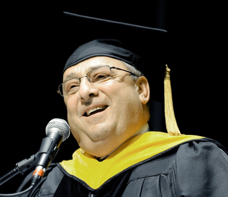 Gov. Paul LePage delivers the commencement speech at the Kaplan University graduation at Merrill Auditorium in Portland on Saturday, June 9, 2012.