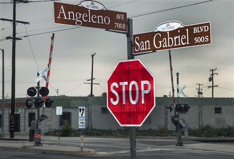 An intersection where the U.S. Commerce Department Secretary John Bryson suffered a traffic accident Saturday June 9, 2012 in the San Gabriel area of Los Angeles Monday, June 11, 2012. Officials on Monday said U.S. Commerce Secretary Bryson had suffered a seizure in connection with two Los Angeles-area traffic crashes that led to a felony hit-and-run citation. (AP Photo/Damian Dovarganes)