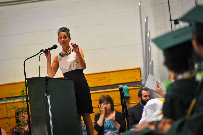 WORDS OF WISDOM: Principal Regina Campbell speaks to the graduates and give words of wisdom and advice.