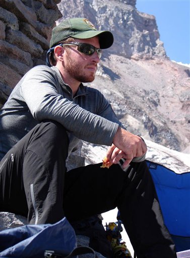 An undated photo provided by the National Park Service shows climbing ranger Nick Hall on Mount Rainier in Washington state. Hall, 33, was killed Thursday as he was helping evacuate climbers from a crevasse near the summit of the 14,441-foot mountain.