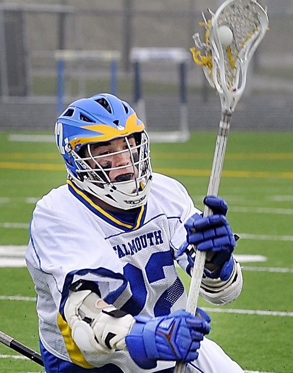 Mitch Tapley scored two goals Saturday, June 16, 2012, to help Falmouth win its its second consecutive Class B boys lacrosse state championship.