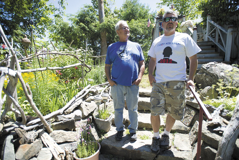 Congressman Barney Frank and Jim Ready are seen Monday at their home in Ogunquit. The two were married in Newton, Mass., on Saturday.