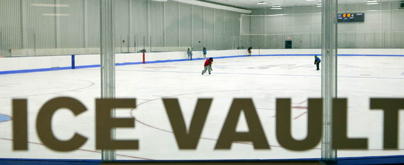 Skaters try out the new ice in The Bank of Maine Ice Vault on Saturday in Hallowell. The ice rink built on the former site of the Kennebec Ice Arena had a soft open on Saturday morning and people got to tour the building and even try out the ice surface.The official grand opening will be in two weeks as part of Old Hallowell Day events.