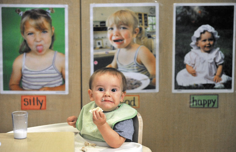 Carter Nichols eats his lunch while at Head Start at Educare Central Maine in Waterville on Friday.