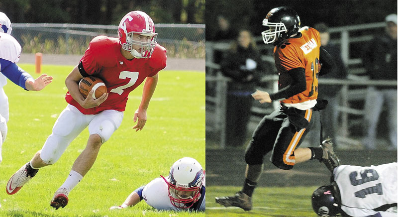 Staff file photos by Joe Phelan BIG GAME: Cony’s Chandler Shostak, left, and Gardiner’s Dennis Meehan, right, lead their teams into the 135th meeting between the two teams tonight in Gardiner.