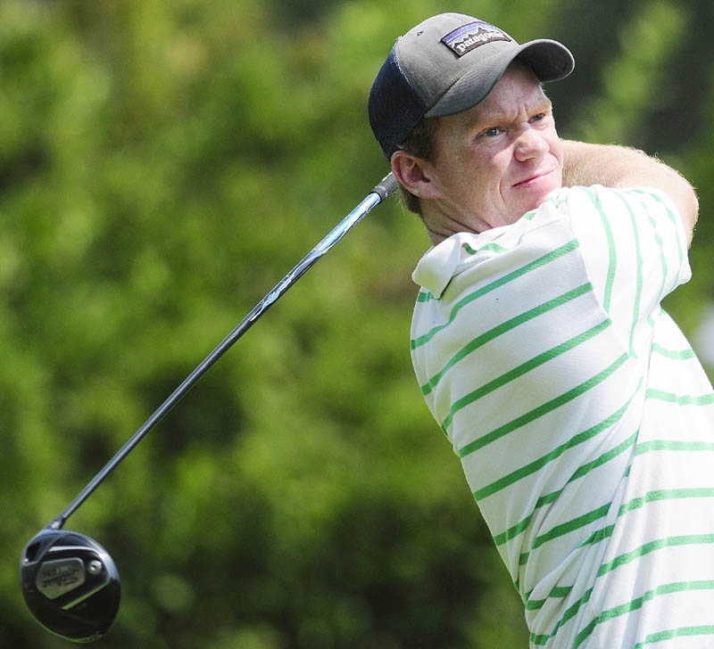 Johnny Hayes IV watches a drive during the final round of the Maine State Golf Association Match Play Championship on Friday on Tomahawk course at Natanis Golf Club in Vassalboro.