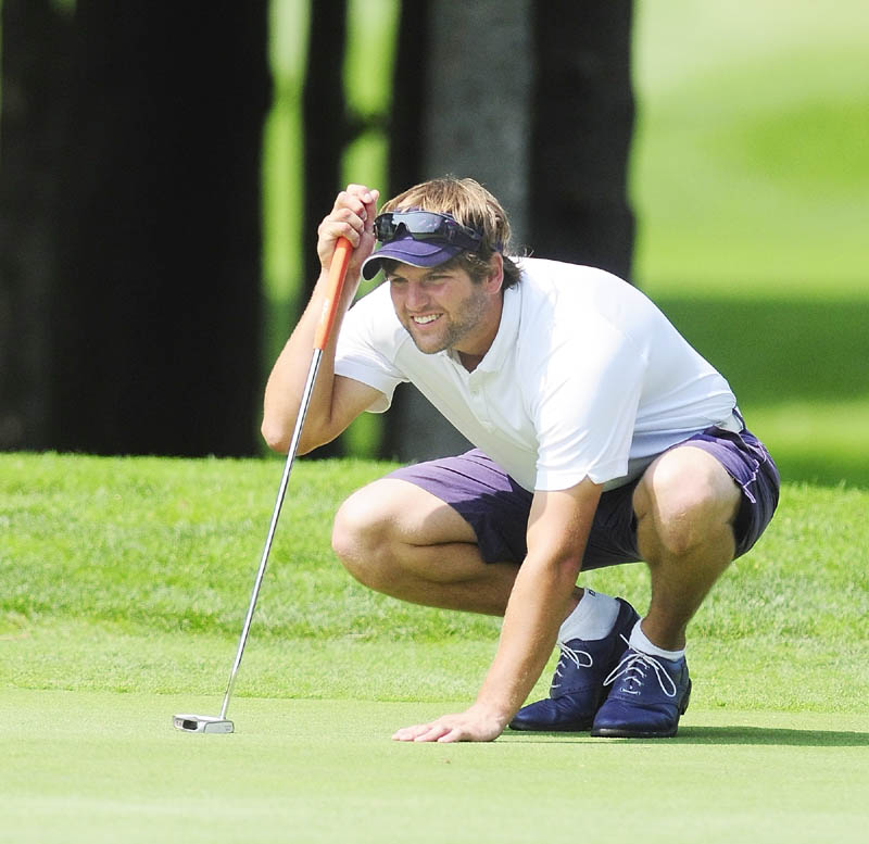 Curt Jordan lines up a putt during final round of the Maine State Golf Association Match Play Championship on Friday on Tomahawk course at Natanis Golf Club in Vassalboro.