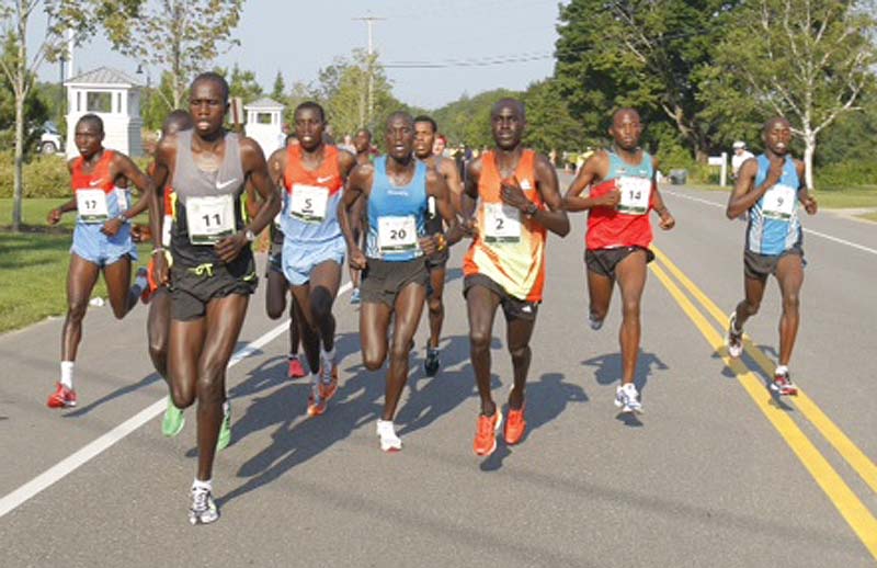 Runners begin Saturday's Beach to Beacon in Cape Elizabeth.