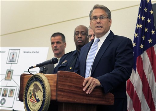 U.S. Attorney for New Hampshire John Kacavas talks to reporters during a news conference Tuesday in Concord, N.H.