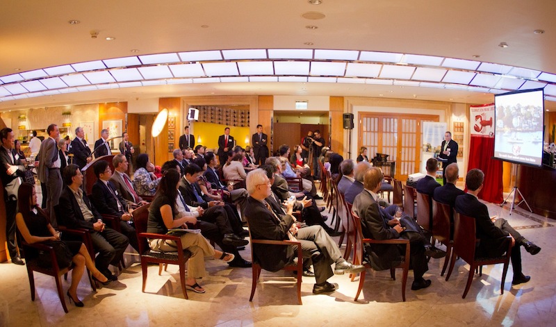 Gov. LePage speaks at the Asian Seafood Exhibition in Hong Kong on Tuesday, Sept. 11 to promote Maine's seafood products.