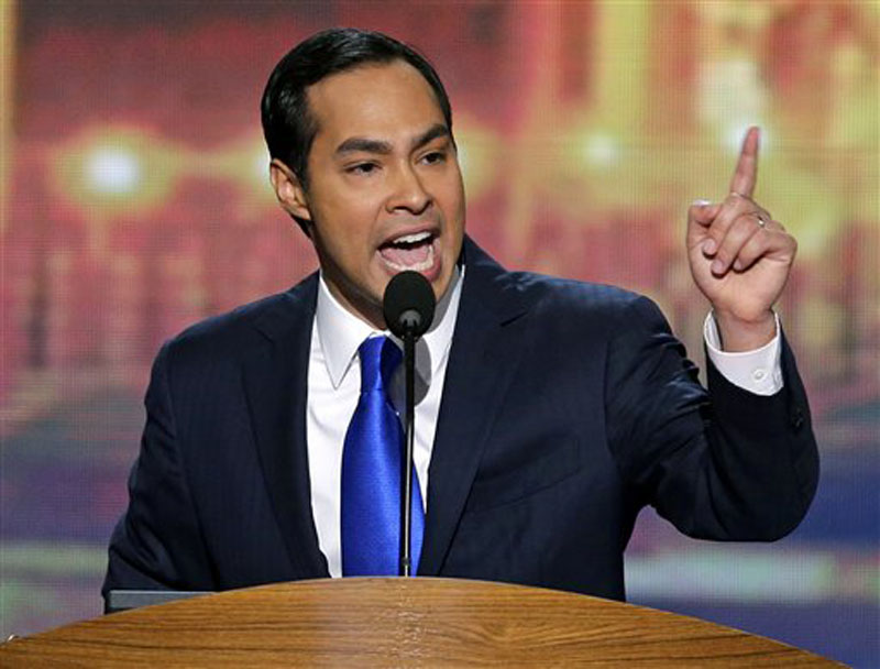 San Antonio Mayor Julian Castro addresses the Democratic National Convention in Charlotte, N.C., on Tuesday, Sept. 4, 2012. (AP Photo/J. Scott Applewhite)