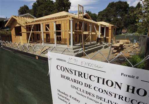 A new home is under construction in Palo Alto, Calif., recently. Builders report seeing the best sales level since July 2006, while turnout by prospective buyers has returned to levels not seen since May 2006.