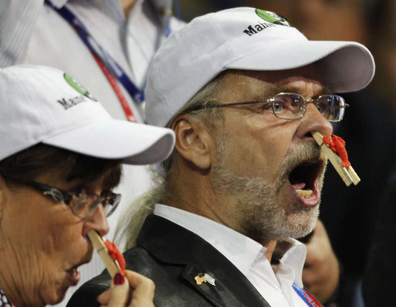 Delegates from the state of Maine protest during the presentation of rules during the Republican National Convention in Tampa, Fla., last week.