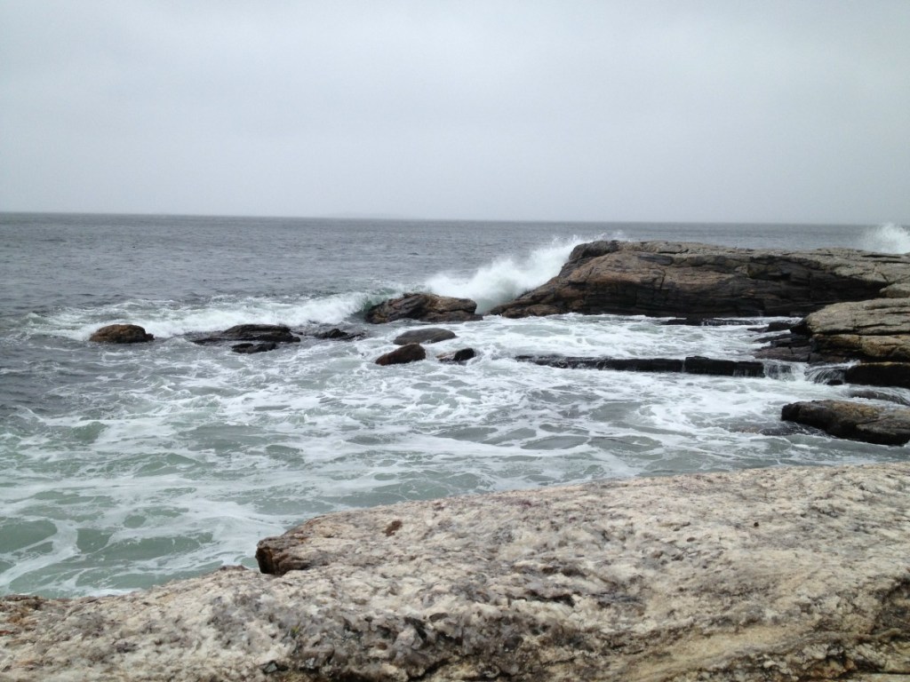 High tide hits the shore of Carrying Place Head Island on Monday.