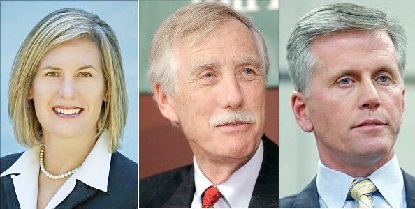 U.S. Senate candidates: Democrat Cynthia Dill, independent Angus King and Republican Charlie Summers.