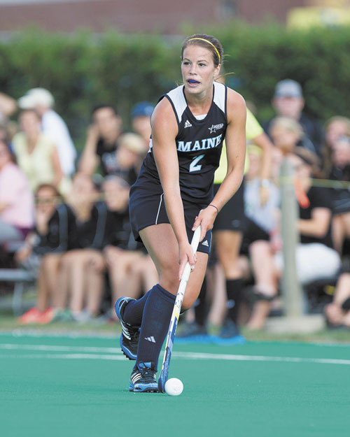 BACK IN ACTION: After suffering an ankle injury in the summer, Gardiner graduate Becca Paradee returned to the field for the University of Maine. She has one goal in 18 games this season.