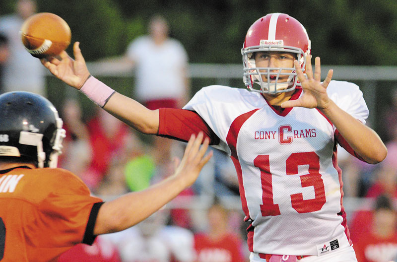Cony High School graduate Ben Lucas leads the Rams into their Pine Tree Conference Class A matchup with unbeaten Lawrence tonight in Fairfield.