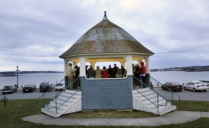 An Easter sunrise service is held on the Eastern Promenade in Portland.