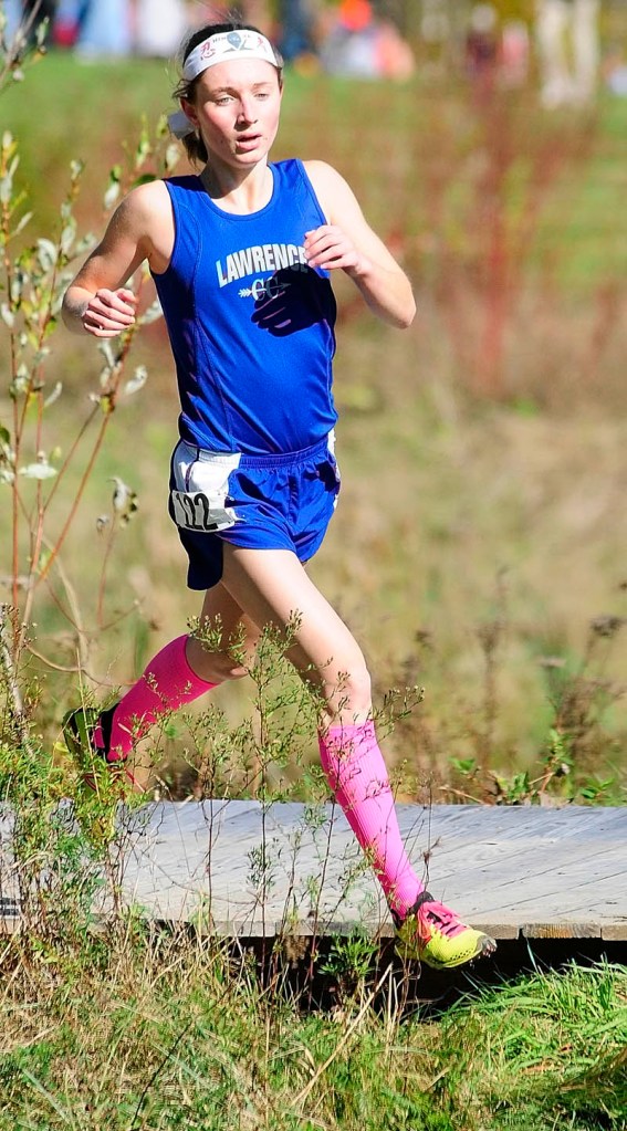 WINNING RUN: Lawrence’s Erzsebet Nagy won the Kennebec Valley Athletic Conference Class A title with a time of 19:27.0 on Saturday at Cony High School.