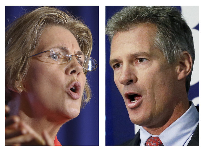 Democrat Elizabeth Warren and Republican Scott Brown