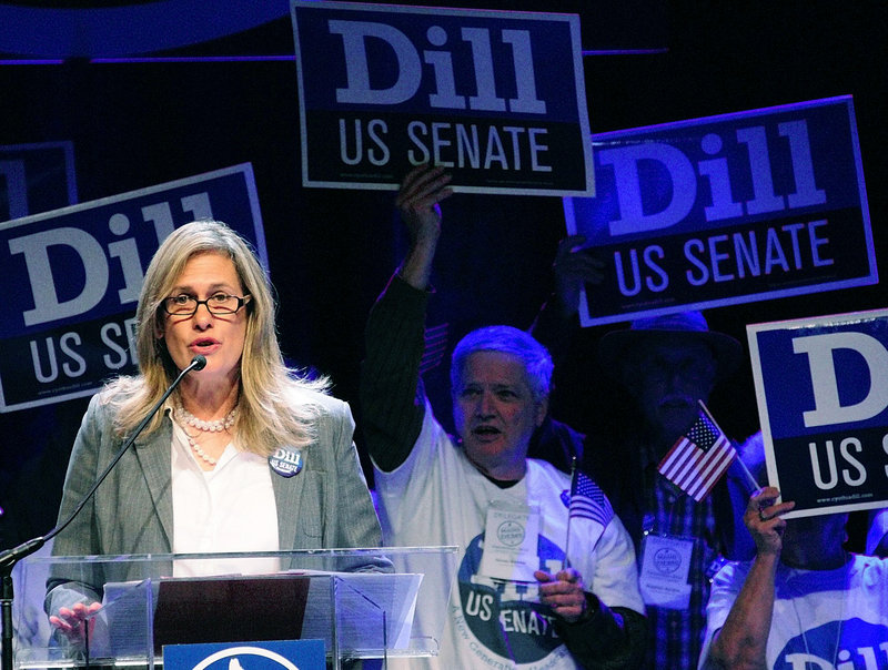 Cynthia Dill speaks during the Maine Democratic Convention in June. Dill won a four-way primary to become her party’s nominee to vie for Sen. Olympia Snowe’s seat in the U.S. Senate, but has lagged behind her rivals in polls. Political scientist Jim Melcher says Dill “has a reputation for being tenacious, scrappy, willing to say what she is thinking and to let the chips fall where they may, even if they rub her own party the wrong way.”