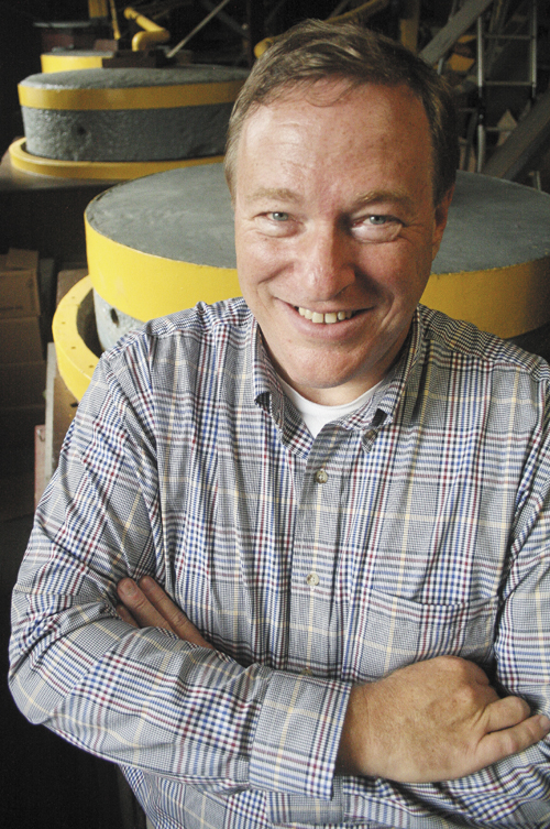 Outgoing state Senate President Kevin Raye stands in front of two stone grinders at Raye’s Mustard Mill in Eastport in late September. Raye, who ran unsuccessfully against U.S. Rep. Mike Michaud for Maine’s 2nd Congressional District, is returning to his business and says he is leaving politics behind — for now, at least.
