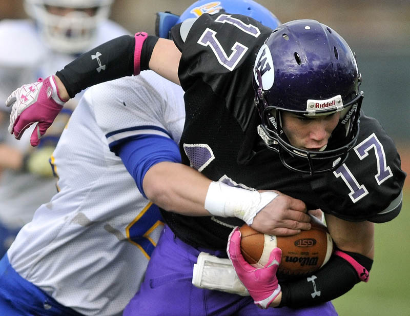 Staff photo by Michael G. Seamans in the Eastern B semi finals game in Waterville Saturday.