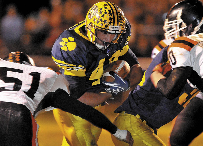Chad Luker and the Mt. Blue High School football team face Waterville in the Pine Tree Conference Class B championship game Friday night in Farmington.