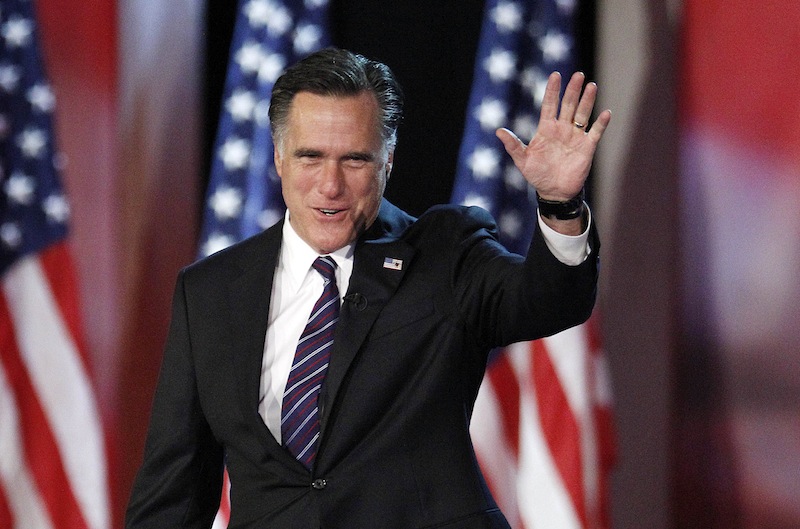 This Nov. 7, 2012 file photo shows then-Republican presidential candidate and former Massachusetts Gov. Mitt Romney taking the stage to concede his quest for president, at the Boston Convention Center in Boston. The Grand Old Party needs to get with the times. That's according to many Republicans who talked of the party's challenges following the GOP's electoral shellacking. (AP Photo/Stephan Savoia) Boston Convention Center