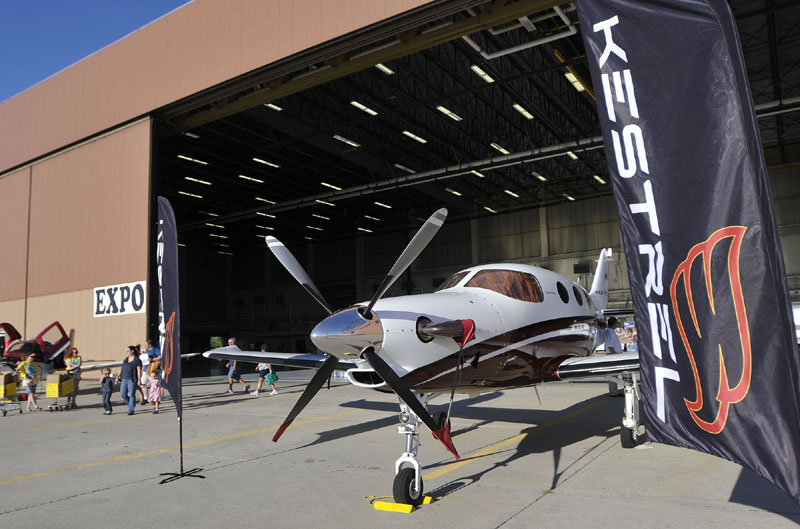 A Kestrel Aeroworks airplane on display at The Great State of Maine Airshow, at the former Brunswick Naval Air Station, in August 2011.
